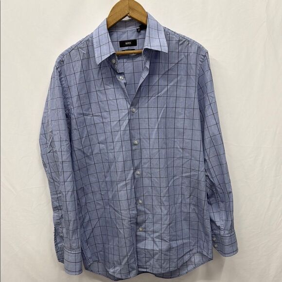 Hugo Boss Men's Blue Plaid Button Down Shirt - Picture 1 of 3